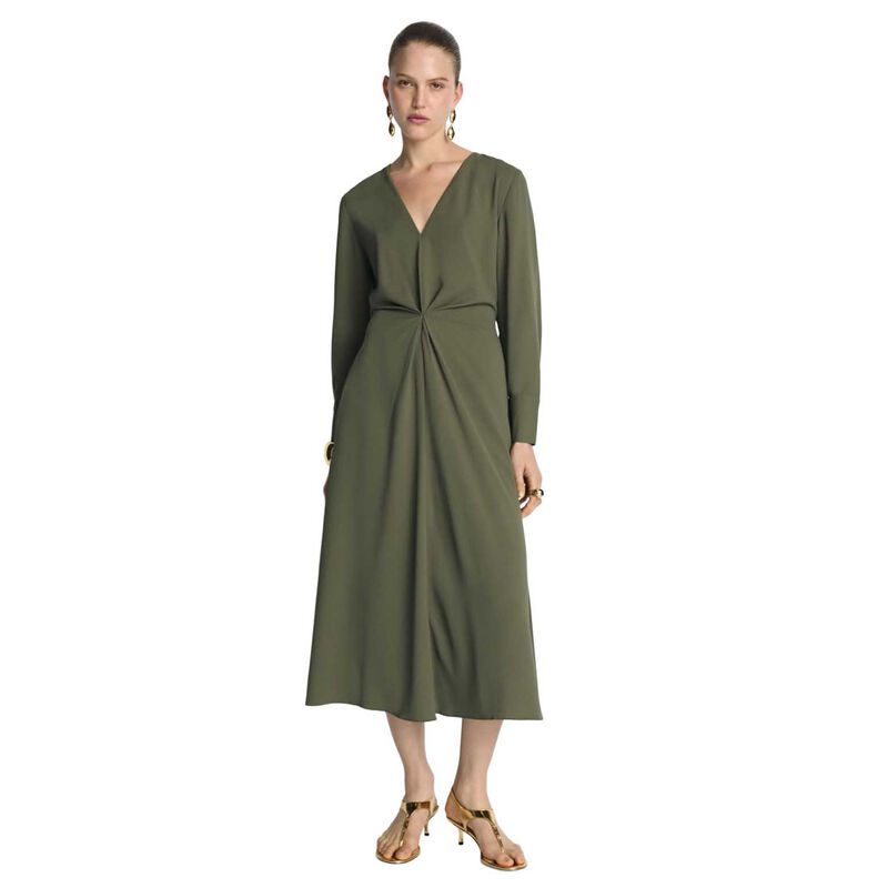 Veronika Maine Crepe Tucked Waist Midi Dress image number 0